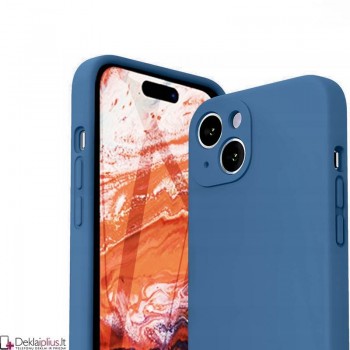 Liquid Air silikoninis dėklas su kameros apsauga - mėlynas (Apple Iphone 15 Plus)